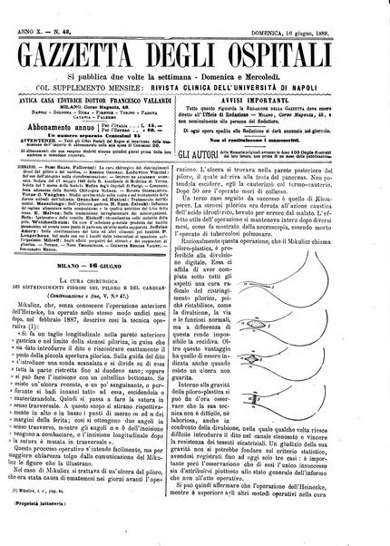 Gazzetta degli ospitali officiale per la pubblicazione degli atti del Consiglio degli Istituti ospitalieri di Milano