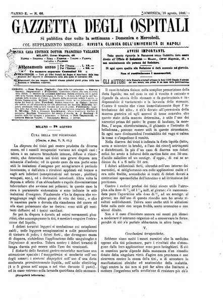 Gazzetta degli ospitali officiale per la pubblicazione degli atti del Consiglio degli Istituti ospitalieri di Milano