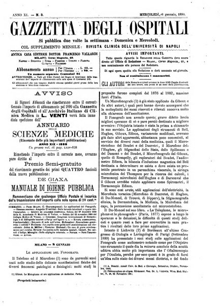 Gazzetta degli ospitali officiale per la pubblicazione degli atti del Consiglio degli Istituti ospitalieri di Milano