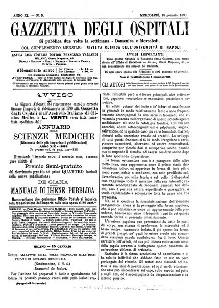 Gazzetta degli ospitali officiale per la pubblicazione degli atti del Consiglio degli Istituti ospitalieri di Milano