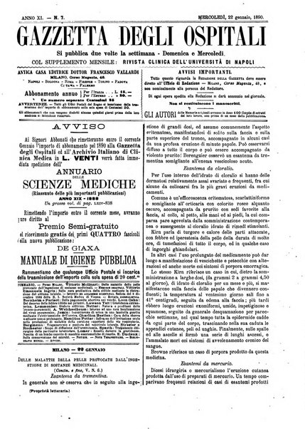 Gazzetta degli ospitali officiale per la pubblicazione degli atti del Consiglio degli Istituti ospitalieri di Milano