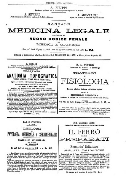 Gazzetta degli ospitali officiale per la pubblicazione degli atti del Consiglio degli Istituti ospitalieri di Milano