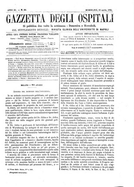 Gazzetta degli ospitali officiale per la pubblicazione degli atti del Consiglio degli Istituti ospitalieri di Milano