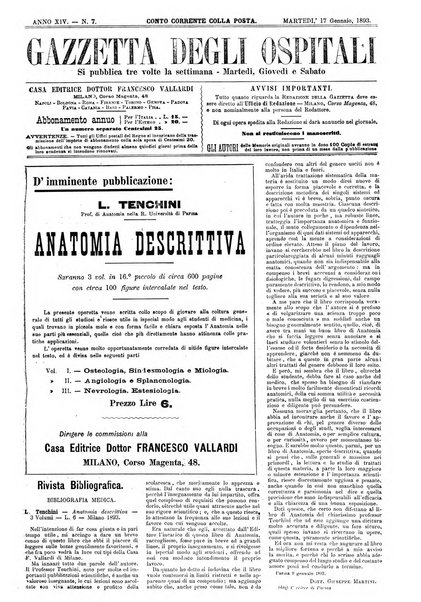 Gazzetta degli ospitali officiale per la pubblicazione degli atti del Consiglio degli Istituti ospitalieri di Milano