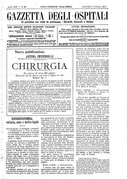 Gazzetta degli ospitali officiale per la pubblicazione degli atti del Consiglio degli Istituti ospitalieri di Milano