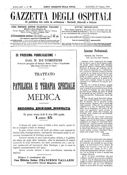 Gazzetta degli ospitali officiale per la pubblicazione degli atti del Consiglio degli Istituti ospitalieri di Milano