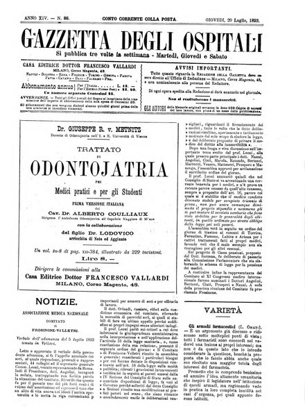 Gazzetta degli ospitali officiale per la pubblicazione degli atti del Consiglio degli Istituti ospitalieri di Milano