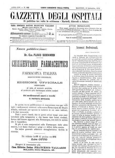 Gazzetta degli ospitali officiale per la pubblicazione degli atti del Consiglio degli Istituti ospitalieri di Milano