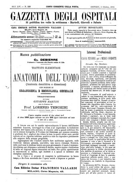 Gazzetta degli ospitali officiale per la pubblicazione degli atti del Consiglio degli Istituti ospitalieri di Milano