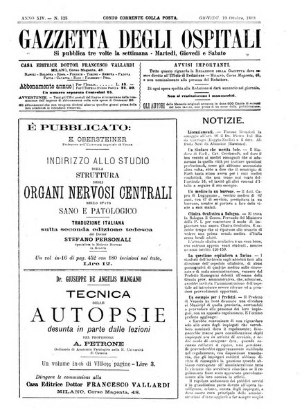 Gazzetta degli ospitali officiale per la pubblicazione degli atti del Consiglio degli Istituti ospitalieri di Milano