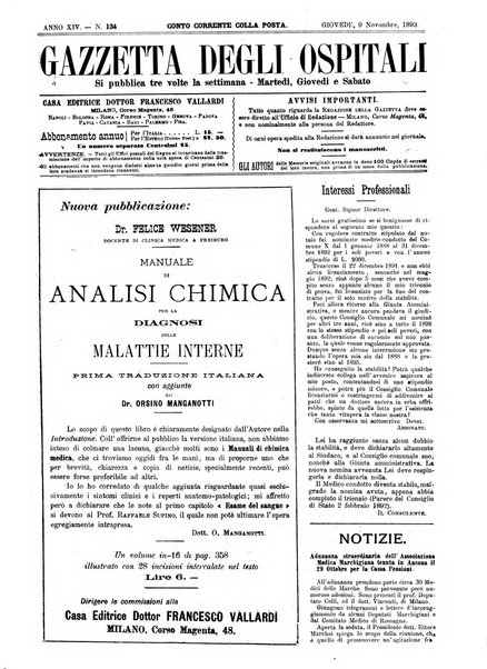 Gazzetta degli ospitali officiale per la pubblicazione degli atti del Consiglio degli Istituti ospitalieri di Milano