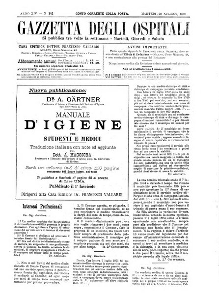 Gazzetta degli ospitali officiale per la pubblicazione degli atti del Consiglio degli Istituti ospitalieri di Milano