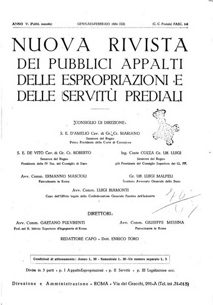 Nuova rivista dei pubblici appalti delle espropriazioni e delle servitù prediali