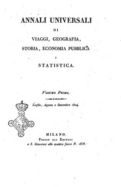 Annali universali di statistica, economia pubblica, storia e viaggi