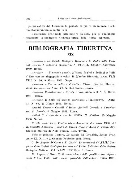 Bollettino di studi storici ed archeologici di Tivoli e regione