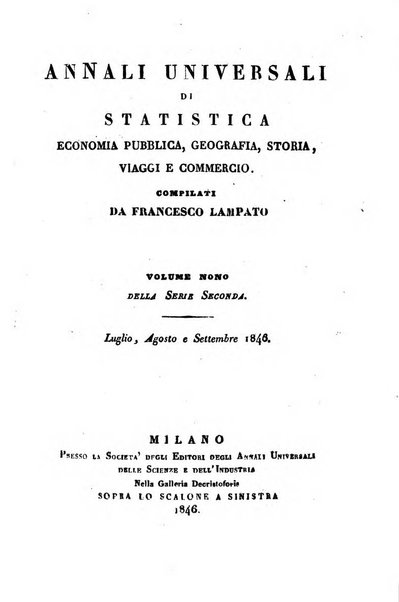 Annali universali di statistica, economia pubblica, geografia, storia, viaggi e commercio