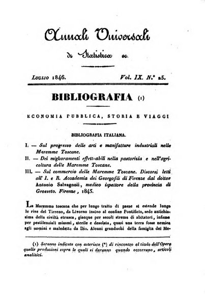 Annali universali di statistica, economia pubblica, geografia, storia, viaggi e commercio