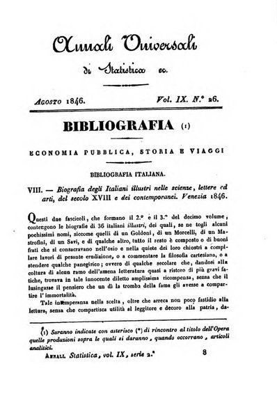 Annali universali di statistica, economia pubblica, geografia, storia, viaggi e commercio