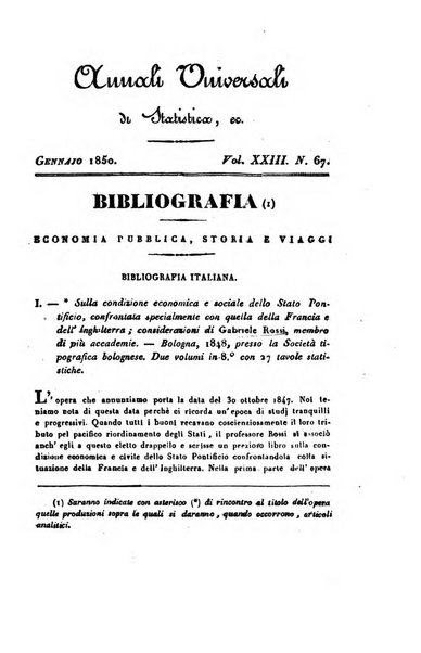 Annali universali di statistica, economia pubblica, geografia, storia, viaggi e commercio