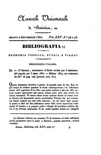 Annali universali di statistica, economia pubblica, geografia, storia, viaggi e commercio