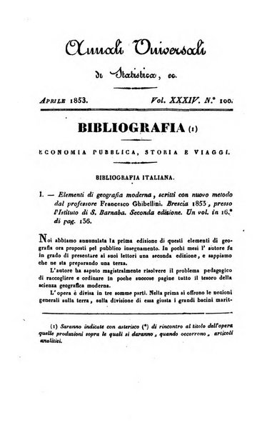 Annali universali di statistica, economia pubblica, geografia, storia, viaggi e commercio