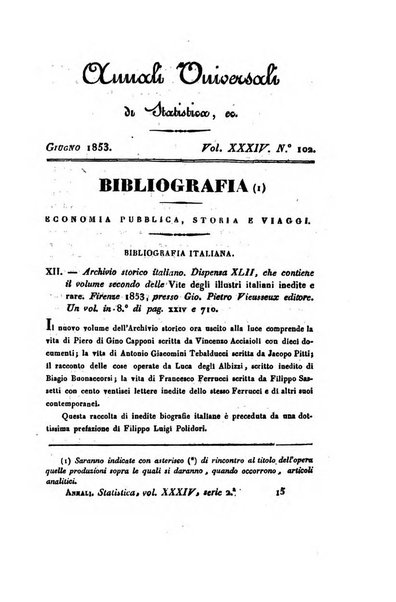 Annali universali di statistica, economia pubblica, geografia, storia, viaggi e commercio