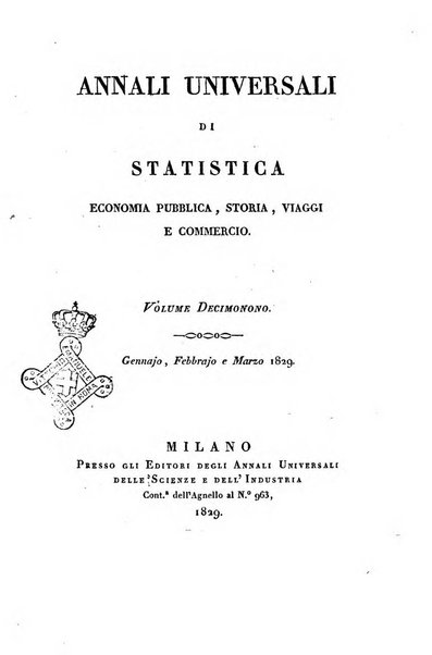 Annali universali di statistica, economia pubblica, storia, viaggi e commercio