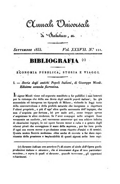 Annali universali di statistica, economia pubblica, storia, viaggi e commercio