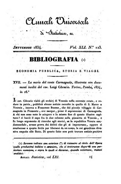 Annali universali di statistica, economia pubblica, storia, viaggi e commercio