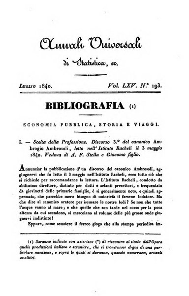 Annali universali di statistica, economia pubblica, storia, viaggi e commercio