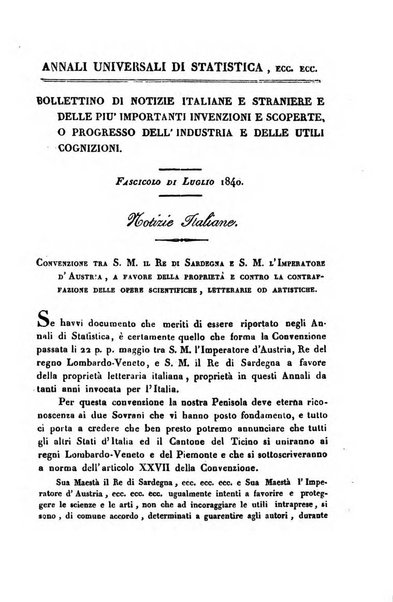 Annali universali di statistica, economia pubblica, storia, viaggi e commercio