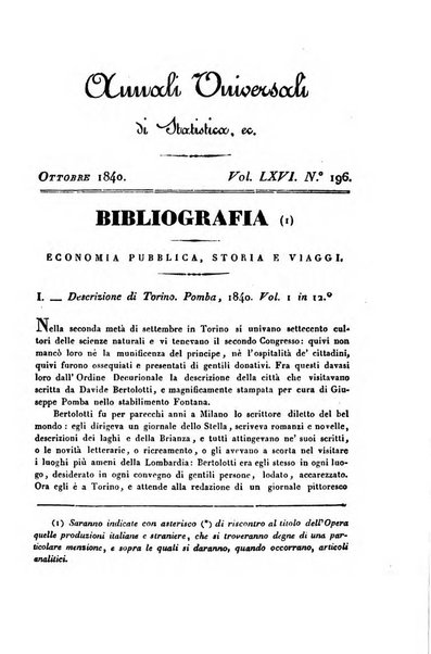 Annali universali di statistica, economia pubblica, storia, viaggi e commercio