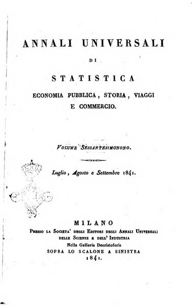 Annali universali di statistica, economia pubblica, storia, viaggi e commercio