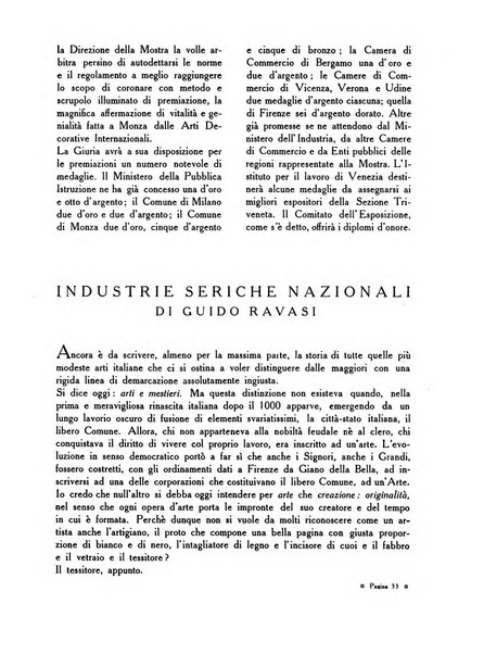 Le arti decorative rassegna internazionale ufficiale della Mostra di Arti decorative nella Villa Reale di Monza e della Federazione delle Industrie artistiche