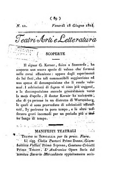 Cenni storici intorno alle lettere, invenzioni, arti, commercio e spettacoli teatrali