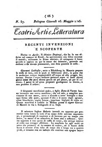 Cenni storici intorno alle lettere, invenzioni, arti, commercio e spettacoli teatrali