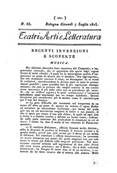 Cenni storici intorno alle lettere, invenzioni, arti, commercio e spettacoli teatrali