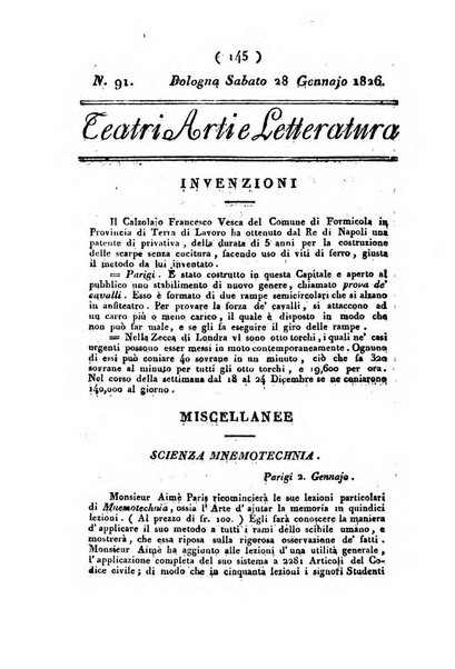 Cenni storici intorno alle lettere, invenzioni, arti, commercio e spettacoli teatrali