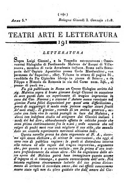 Cenni storici intorno alle lettere, invenzioni, arti, commercio e spettacoli teatrali