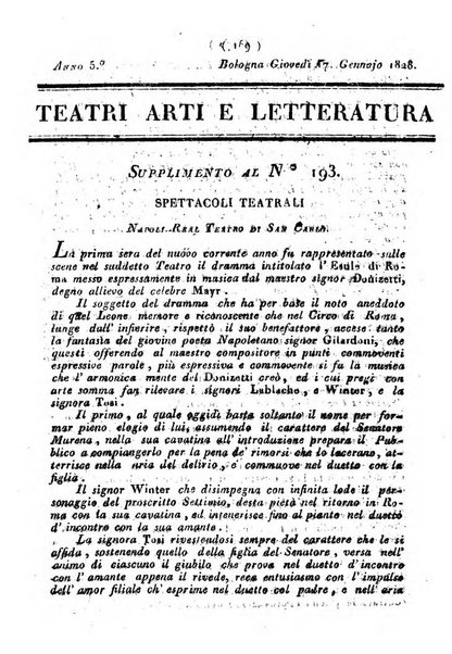 Cenni storici intorno alle lettere, invenzioni, arti, commercio e spettacoli teatrali