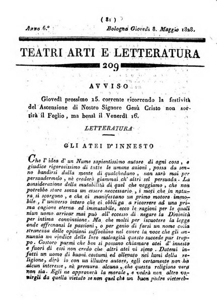 Cenni storici intorno alle lettere, invenzioni, arti, commercio e spettacoli teatrali