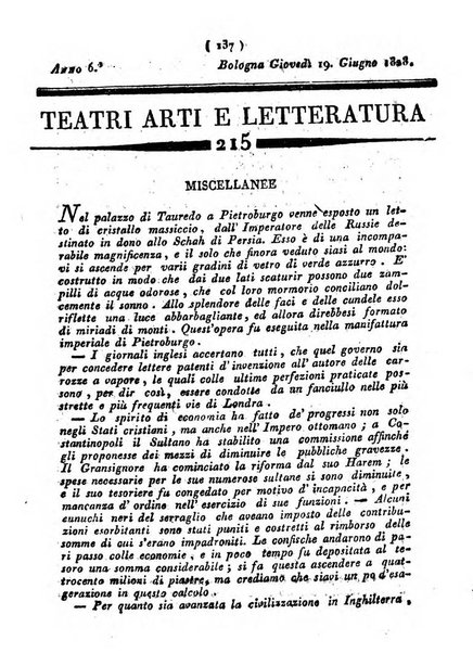 Cenni storici intorno alle lettere, invenzioni, arti, commercio e spettacoli teatrali