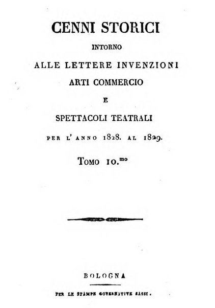 Cenni storici intorno alle lettere, invenzioni, arti, commercio e spettacoli teatrali