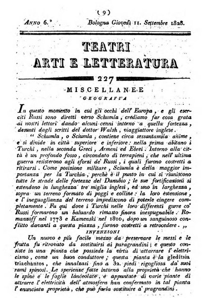 Cenni storici intorno alle lettere, invenzioni, arti, commercio e spettacoli teatrali