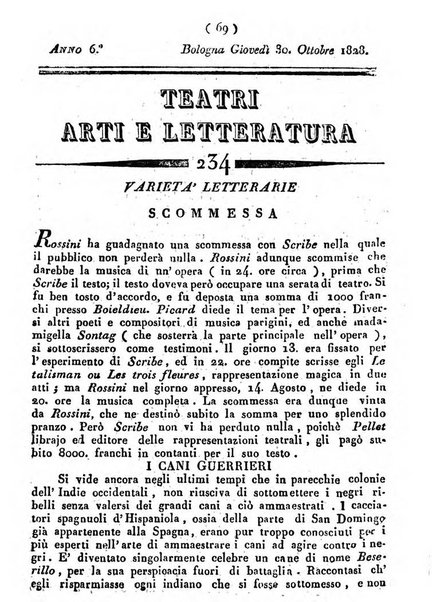 Cenni storici intorno alle lettere, invenzioni, arti, commercio e spettacoli teatrali