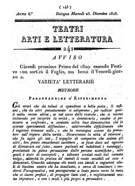 Cenni storici intorno alle lettere, invenzioni, arti, commercio e spettacoli teatrali