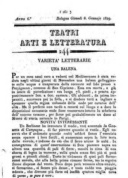 Cenni storici intorno alle lettere, invenzioni, arti, commercio e spettacoli teatrali