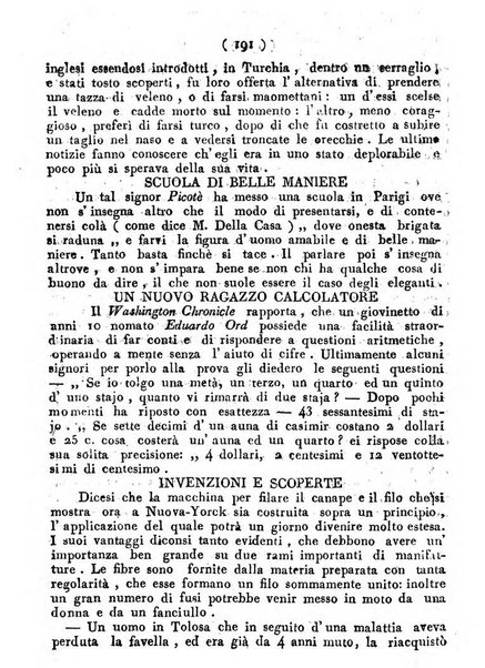 Cenni storici intorno alle lettere, invenzioni, arti, commercio e spettacoli teatrali