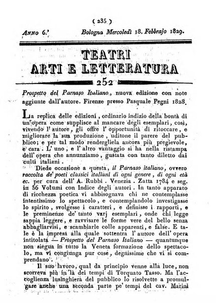 Cenni storici intorno alle lettere, invenzioni, arti, commercio e spettacoli teatrali