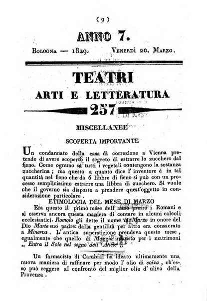 Cenni storici intorno alle lettere, invenzioni, arti, commercio e spettacoli teatrali